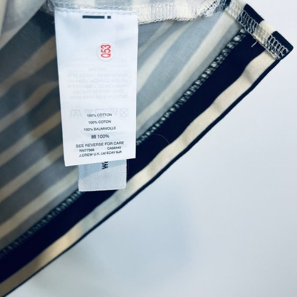 🛑 J. CREW XS One Shoulder Striped Ruffle Top Nautical Blue White G7064 - Picture 6 of 9